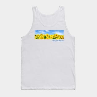 Pray For Ukraine Rectangle - Sunflower For Ukraine - Vintage Photo Sunflower Field Tank Top